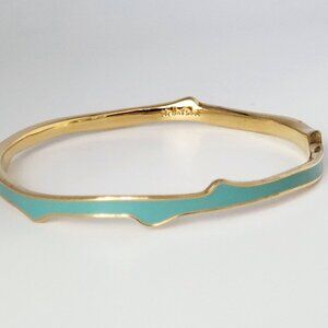 Stella & Dot Mint Green Enamel & Gold Tone Bangle Bracelet